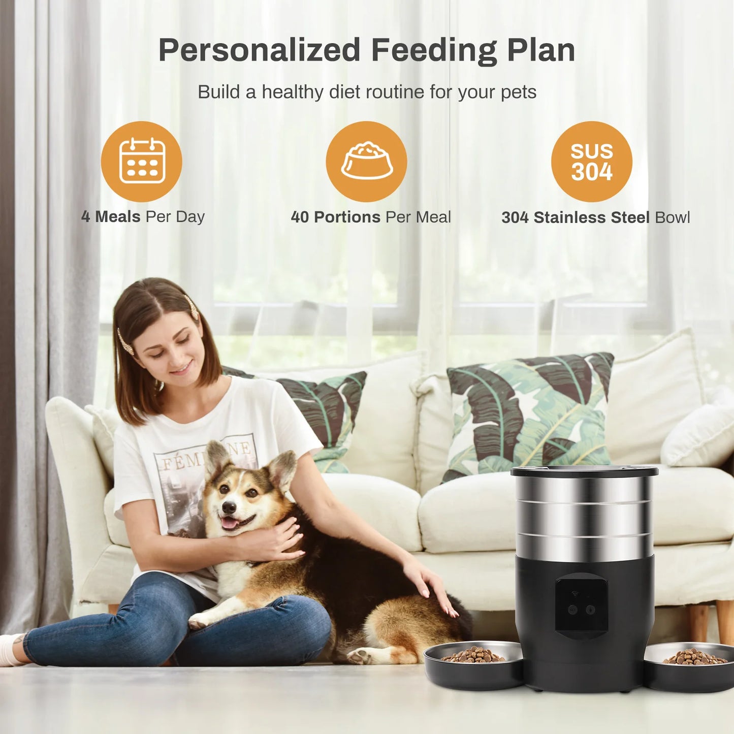 Smart Dispenser For Cats Dog Dry Food Bowl