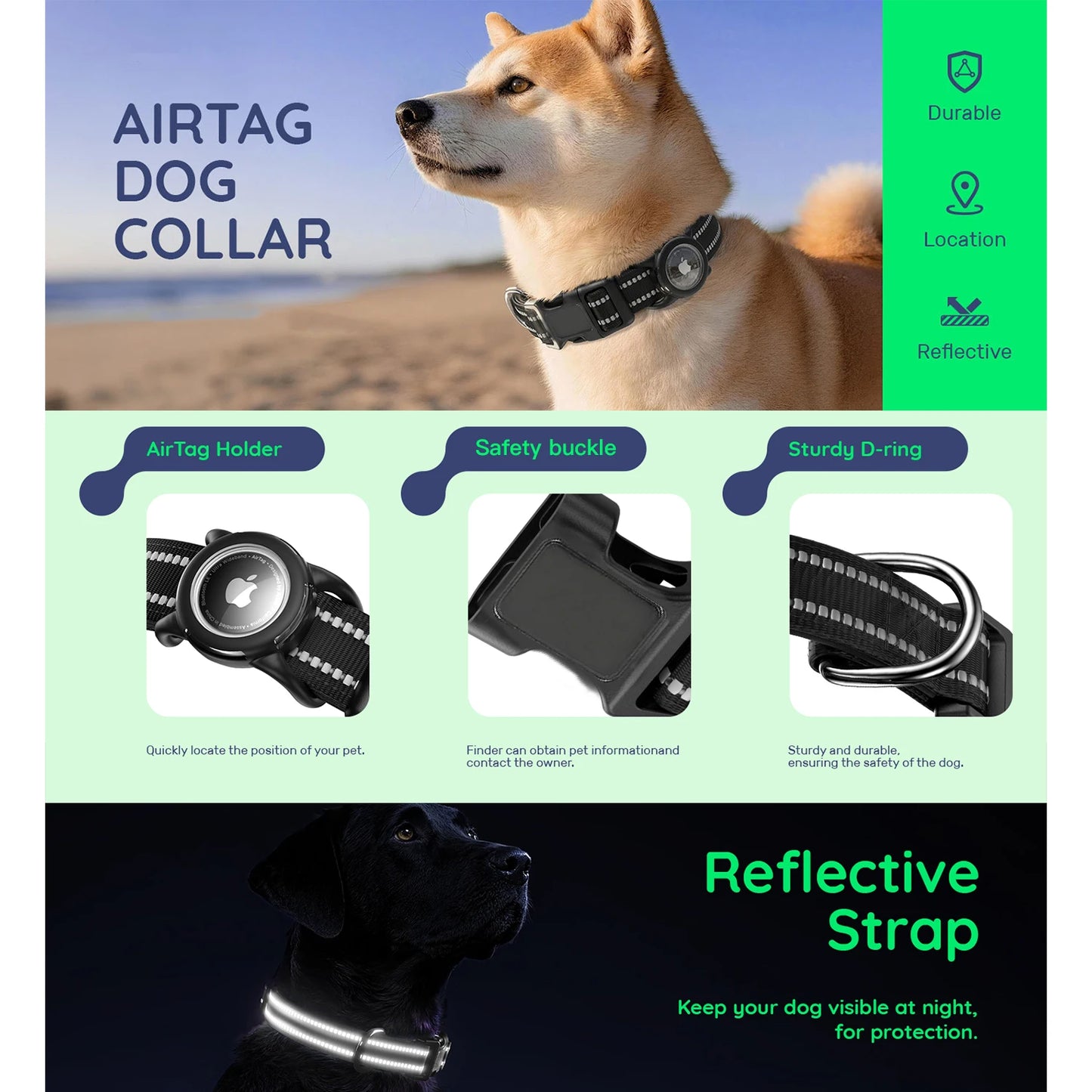 Waterproof Air Tag Dog Collar