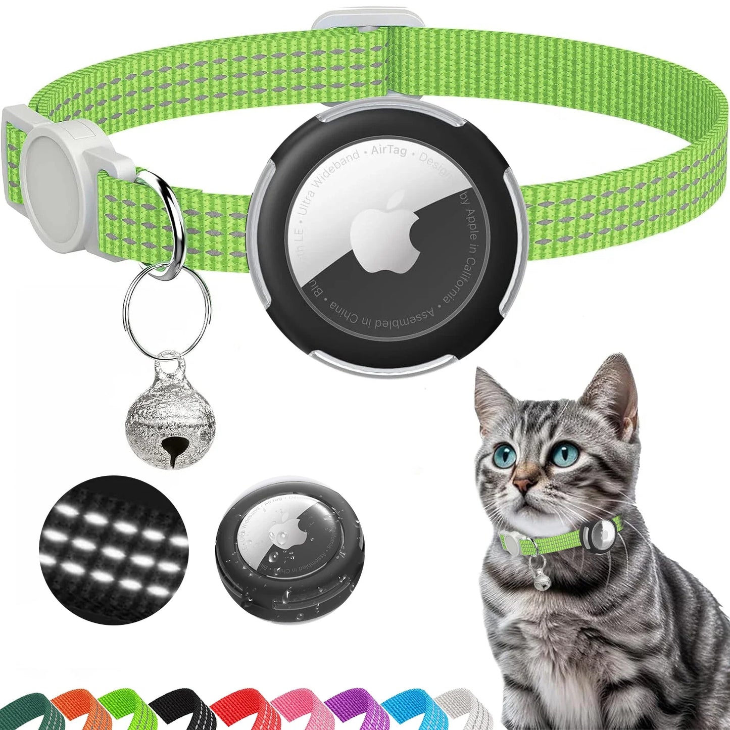 Reflective Cat Collar with Air Tag Holder
