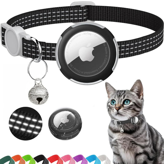 Reflective Cat Collar with Air Tag Holder