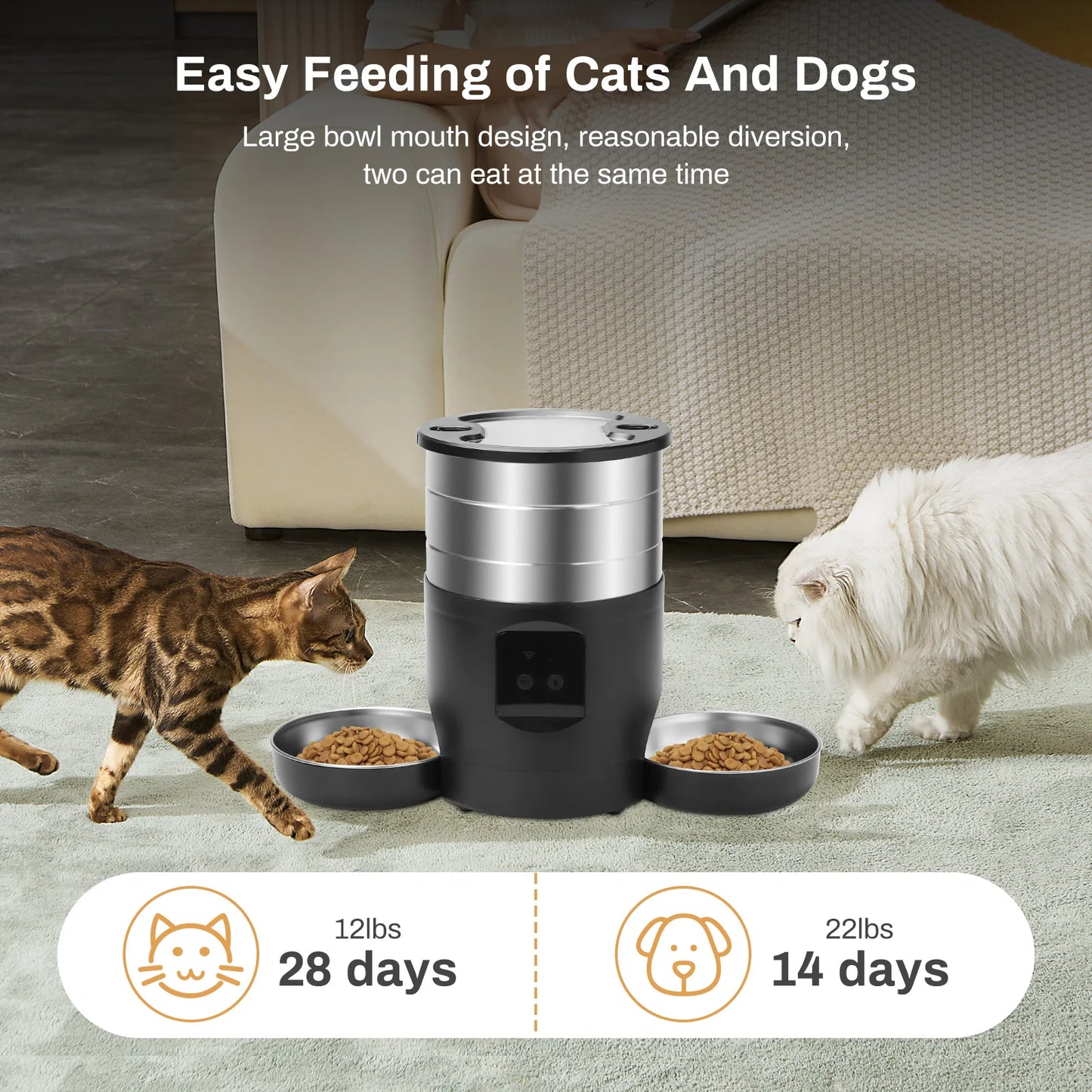 Smart Dispenser For Cats Dog Dry Food Bowl